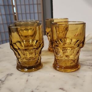Vintage | Georgian Honeycomb Amber Gold/Yellow Glass